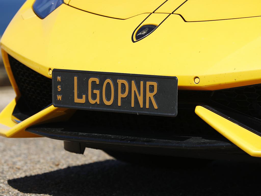 Barrister Peter Lavac with his Lamborghini and his "LGOPNR" rego plates. Picture: Sam Ruttyn