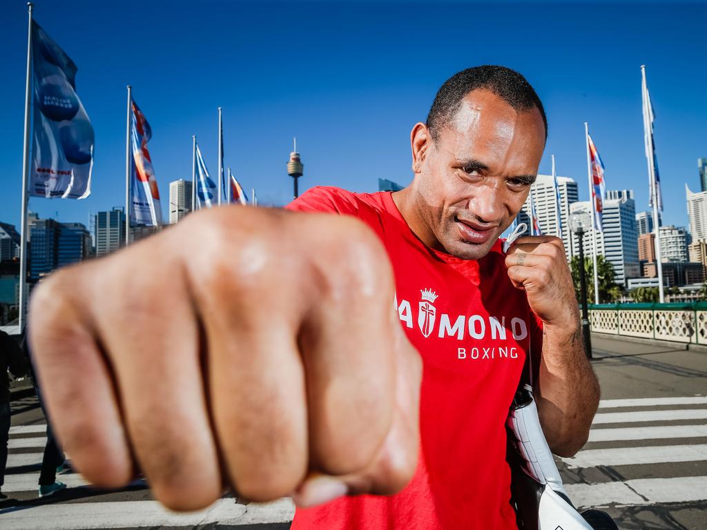 Solomon Haumono has been deployed to help Josh Aloiai toppled Paul Gallen. Picture: Craig Greenhill