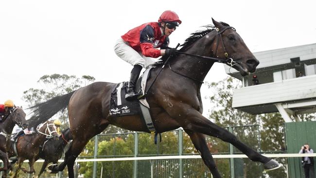 Schwarz and James McDonald lead all-the-way in the Group 3 Hawkesbury Guineas. Picture: Bradley Photos