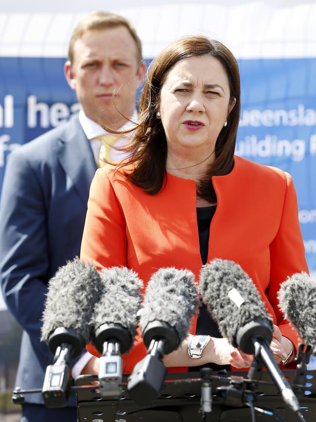 Premier Annastacia Palaszczuk, with Health Minister Steven Miles, November 18, 2018. Picture: AAP Image/Josh Woning