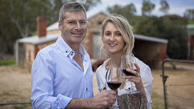 Selling items produced from recycled wine barrels ... Peter and Krystal Ruchs of Winestains Barossa.