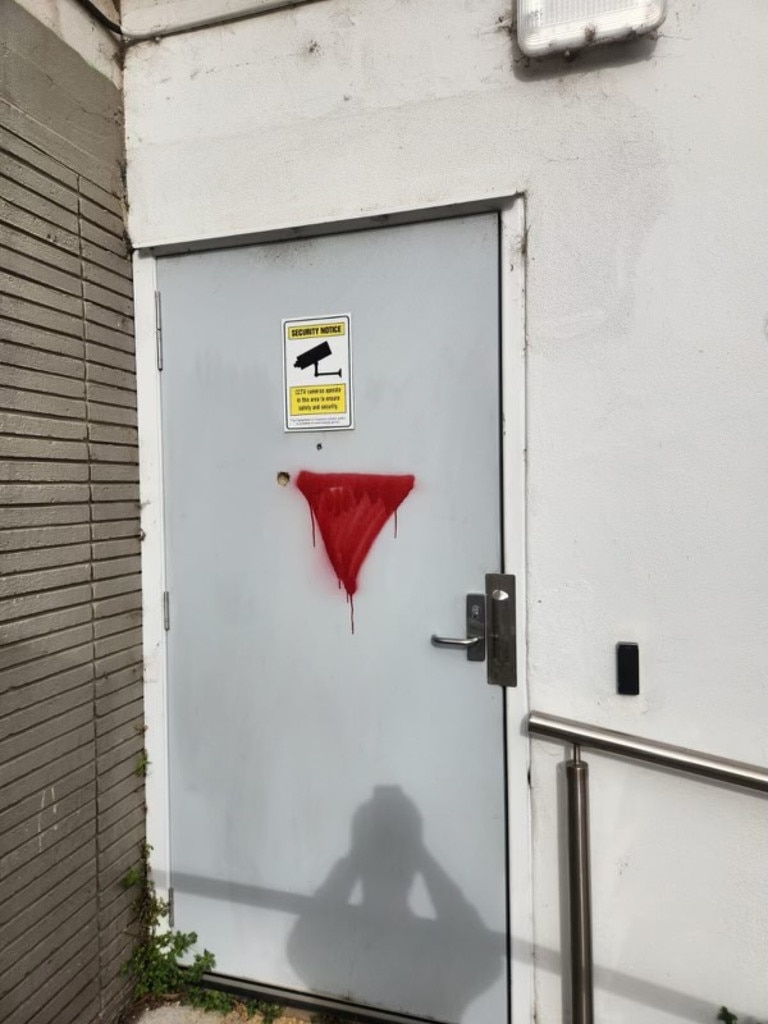 A symbol used by terrorst group Hamas was painted on the office of Labor backbencherPeter Khalil. Picture: Office of Peter Khalil