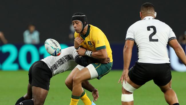 Christian Lealiifano had a rough afternoon as Australia’s starting No. 10. Picture: Getty