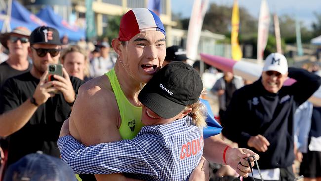 Cooks Hill star Alex Walker winning the 2024 under-17 ironman final. Picture: SLSA