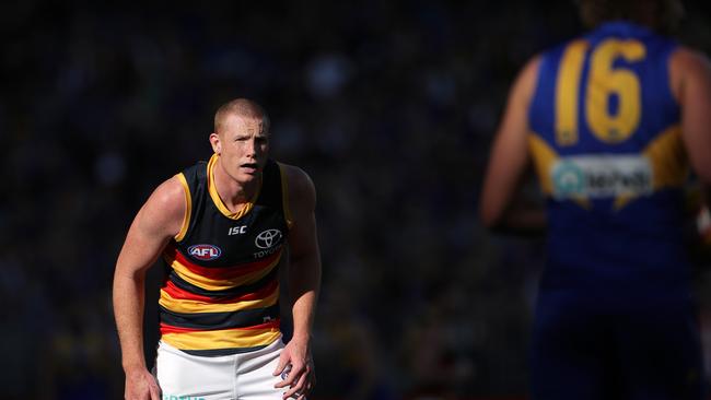 Sam Jacobs is set to play his 200th AFL game against Collingwood this weekend. Picture: Richard Wainwright (AAP).