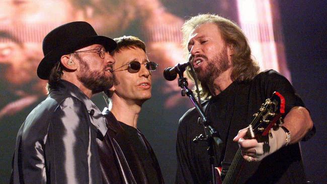 The Bee Gees perform in Australia in 1999. (Photo by Angelo/Soulas)