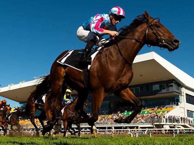 James McDonald rides Dubious to victory in the Champagne Classic.