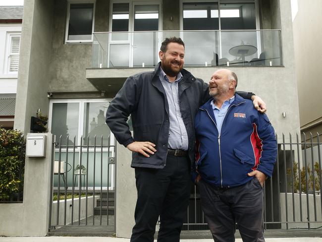 Serial renovators: Steven Tambouras and his father Bill Tambouras outside the latest home they have built, in Paddington. Picture: John Appleyard