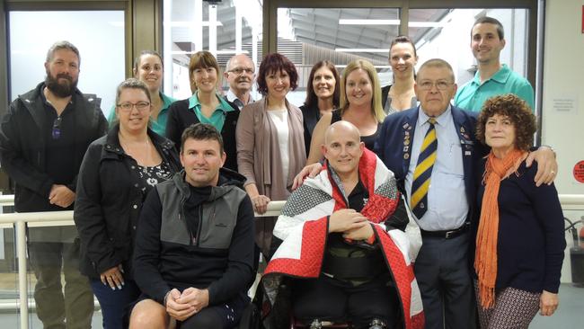 An afternoon tea was held in honour of Mark Urquhart receiving his Quilt of Valour at the Hills Private Hospital in Baulkham Hills on Thursday.