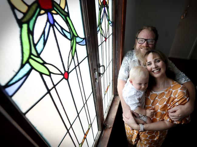 The rise is church conversions. Young couple Jane Matthews and Partner Jeff and Son Banjo  has just bought a property at Laidley, a church which she will convert with her husband. Pic Jamie Hanson