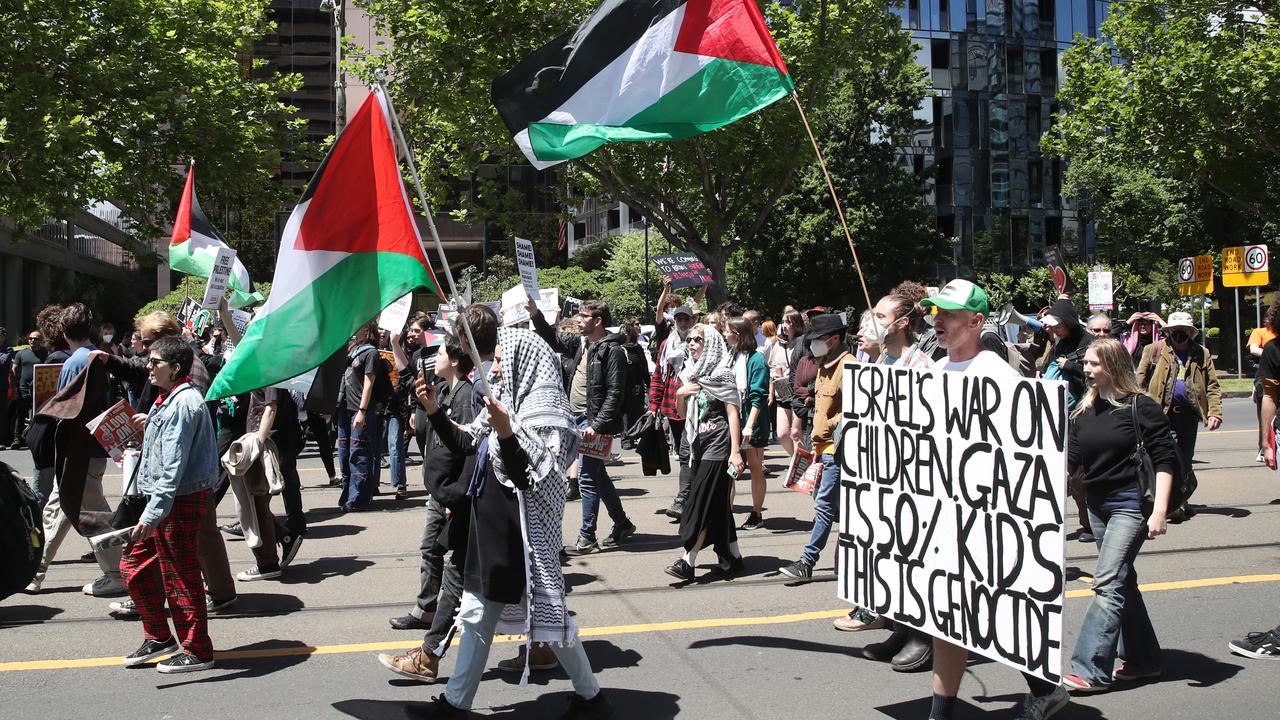 Hundreds of students skipped school to attend the Melbourne and Adelaide protests on Thursday. Picture: NCA NewsWire / David Crosling