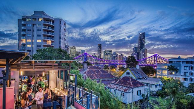 Roof top bar of Spicers Balfour Hotel overlooking Brisbane.