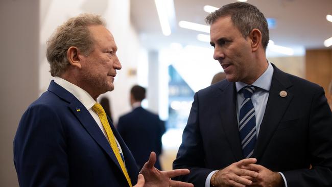 Fortescue CEO Andrew Forrest with Treasurer Jim Chalmers.