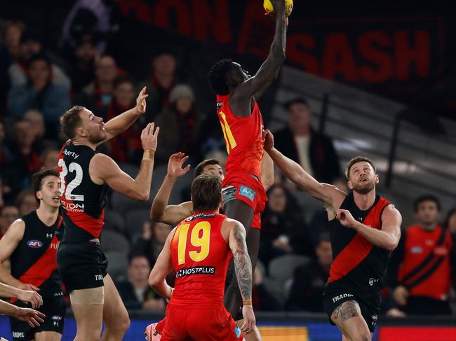 The Bombers and Suns will likely play the final game of the 2025 season. Picture: Michael Willson/AFL Photos via Getty Images