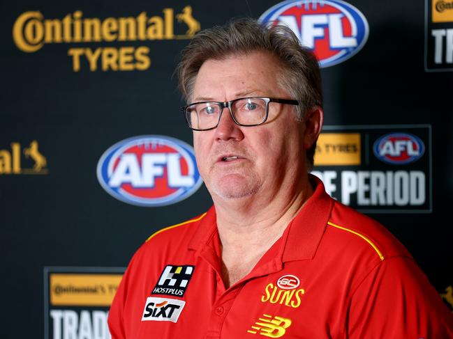 Gold Coast list boss Craig Cameron at Marvel Stadium last week. Picture: Josh Chadwick/AFL Photos via Getty Images.