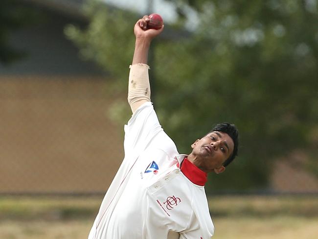 Swapnil Challa rolls the arm over for Preston on Saturday. Picture: Hamish Blair