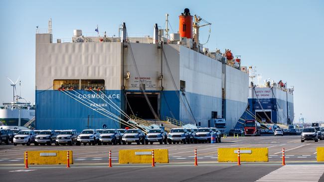 The Port of Zeebrugge in Belgium. The build-up of vehicles is one example of the confusion at key European ports over how to interpret and enforce the sanctions against Russia. Picture: Bloomberg