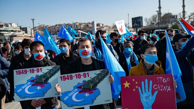 Uighurs in Istanbul express their concern about the ratification of an extradition treaty between China and Turkey. Picture: AFP