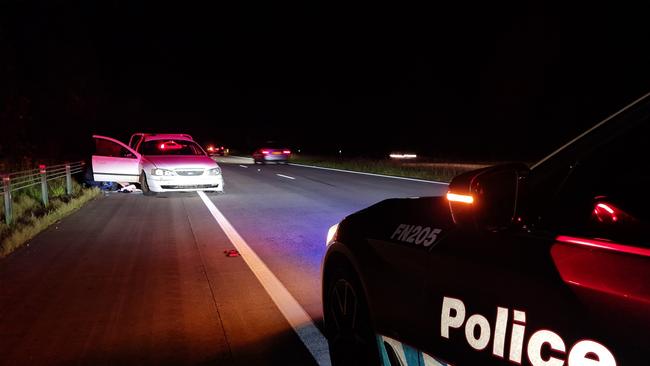 The ute by the side of the motorway. Photo: NSW Police.