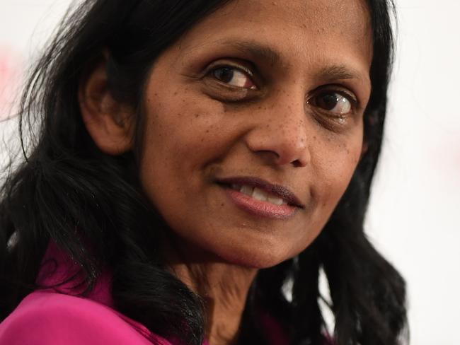 Incumbent Macquarie CEO Shemara Wikramanayake joins a CEDA panel discussing Australia's economic strategy in India in Sydney, Thursday, August 2, 2018. (AAP Image/Joel Carrett) NO ARCHIVING