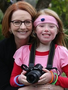 Sophie Deane with Julia Gillard at an NDIS event.