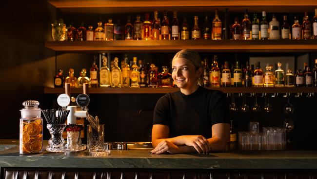 Venue manager Grace Kelliher at new cocktail and whisky venue Bar 1854 at the Cremorne Hotel. Picture: Supplied