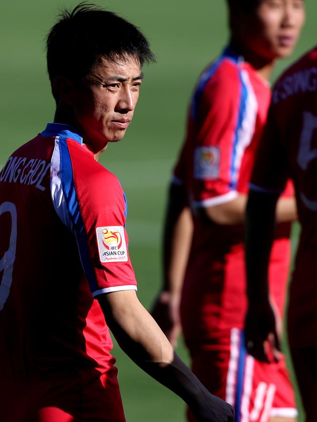 P. Song Chol of the North Korea football team. Picture: Richard Dobson