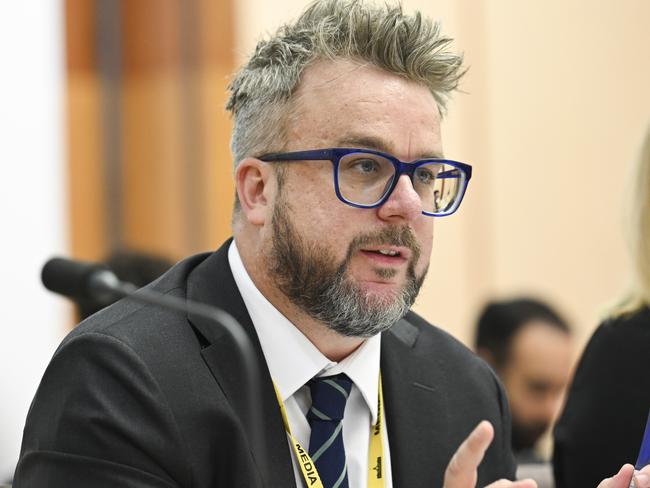 CANBERRA, Australia - NewsWire Photos - November 5, 2024: ABCÃÂ Director of News, Justin Stevens appears at the Environment and Communications Supplementary budget estimates hearing at Parliament House in Canberra. Picture: NewsWire / Martin Ollman