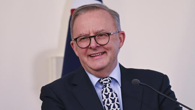 Prime Minister Anthony Albanese addresses a caucus meeting ahead of the 2023 Federal Budget at Parliament House in Canberra. Picture: NCA NewsWire / Martin Ollman