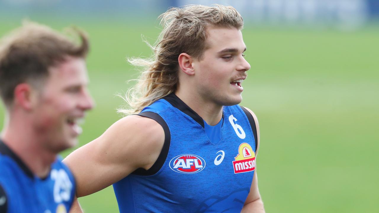 Bailey Smith at training at Whitten Oval for the Western Bulldogs. Picture: David Crosling