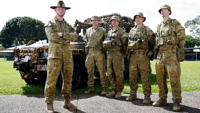 Commanding Officer of the 51st Battalion Lieutenant Colonel Jeremy Schieb said many of his soldiers will be observing Anzac Day on country while Private Dave Moss, Private Mark Debono, Lance Corporal Leigh Sykes and Private Vince Smythe will honour the Far North's Vietnam War veterans at this year's services in Cairns. Picture: Brendan Radke