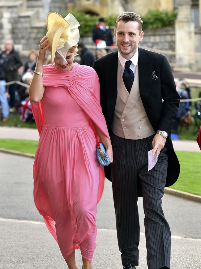 English model Pixie Geldof and her husband George Barnett arrive for the wedding. Picture: AP