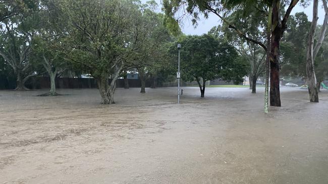 Flooding at Keebra Park on January 18. Picture: Andrew Potts