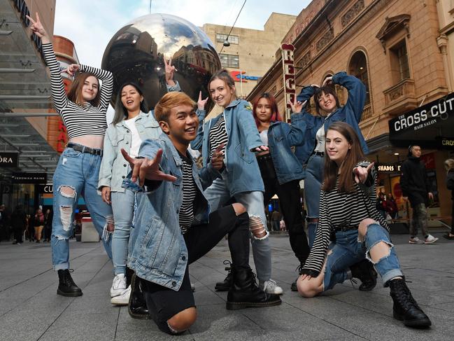 12/07/19 - ABK are a K-pop group based in Adelaide. They have more than 5 million views on their youtube channel, with a huge following in South Korea.  Members: Caitlin Prescott, Rosset Castro, Larissa Gerhard, Mared Gozar and Jasmine Collier (Front James Avellanoza and Georia Millington). Picture: Tom Huntley