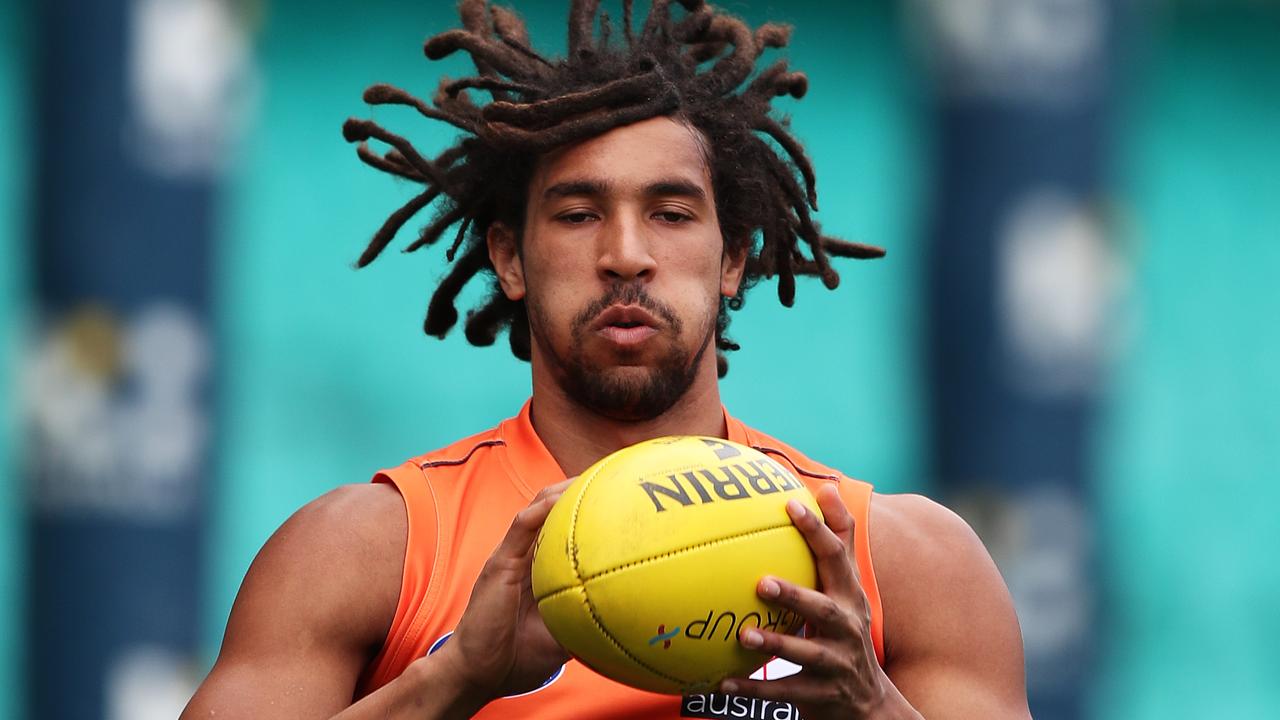 Aiden Bonar during the GWS Giants captain's run at the SCG ahead of their Elimination Final against the Sydney Swans. Picture: Brett Costello