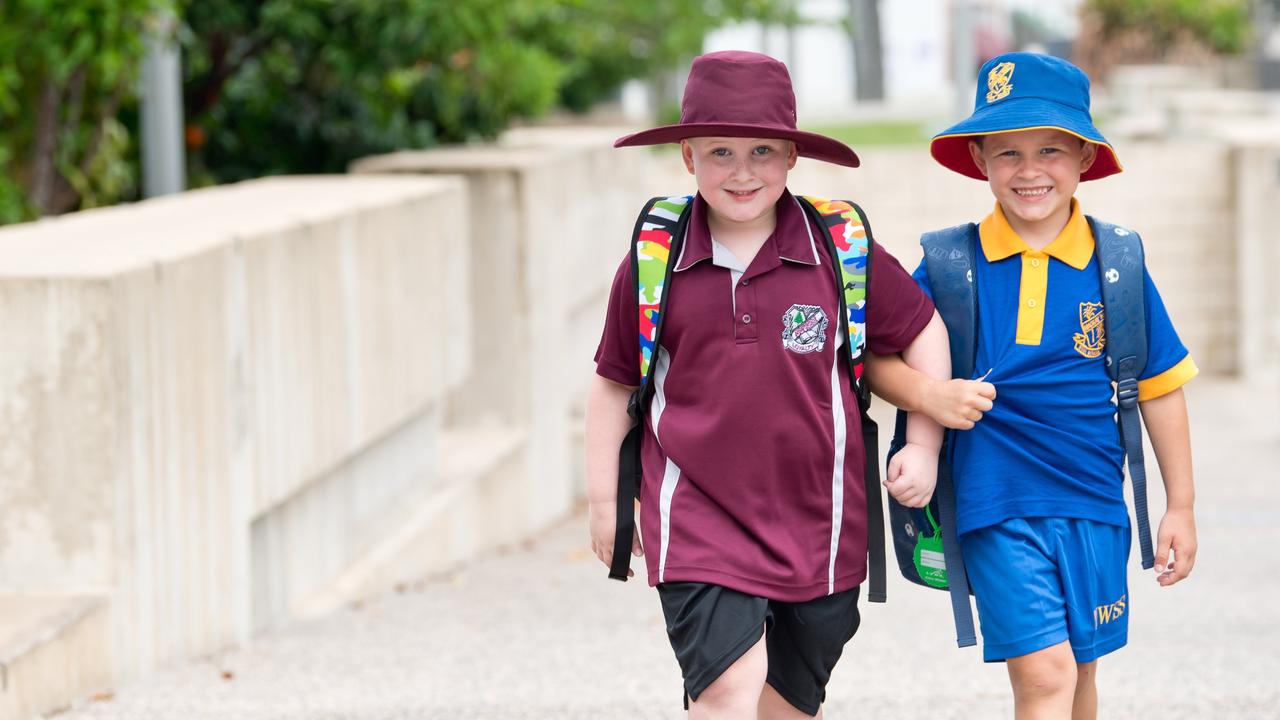 Connor Eiser, 5, and Tom Riant, 5, are looking forward to their first day of school today.