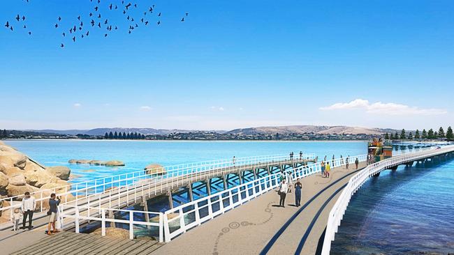 An artist's impression of the new Granite Island causeway, under construction at Victor Harbor. Picture: Supplied