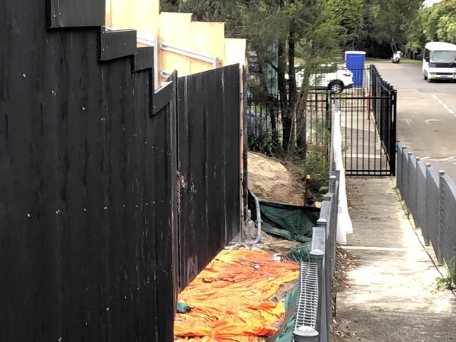 Measures in place on the edge of the high school site on Friday to prevent water pollution incidents. Picture: Jim O’Rourke