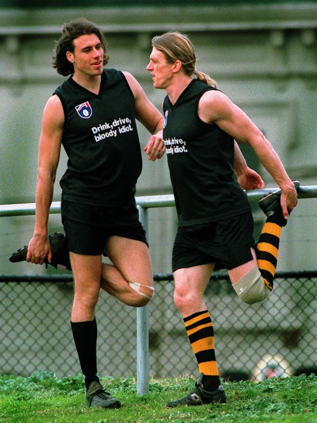 Matthew Richardson and Michael Gale at training in 1996.