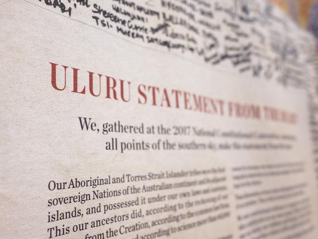 CANBERRA, AUSTRALIA - NOVEMBER 9: The Uluru Statement from the Heart on display at the National Press Club in Canberra. Picture: NCA NewsWire / Martin Ollman