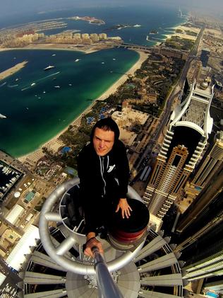 Atop a skyscraper in Dubai.