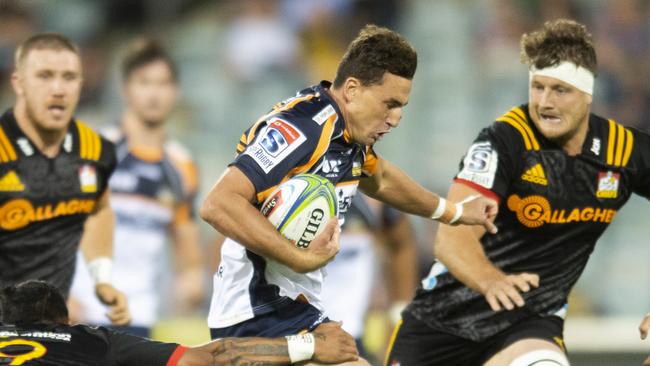 Tom Banks of the Brumbies during the Round 1 Super Rugby match between the Brumbies and the Chiefs at GIO Stadium in Canberra, Saturday, February 23, 2019. (AAP Image/Rohan Thomson) NO ARCHIVING, EDITORIAL USE ONLY