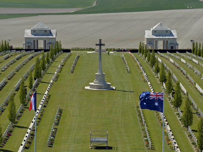 A view from the top of the Sir John Monash centre of the Australian National Memorial site, near the town of Villers-Bretonneux, Northern France. Picture: David Dyson