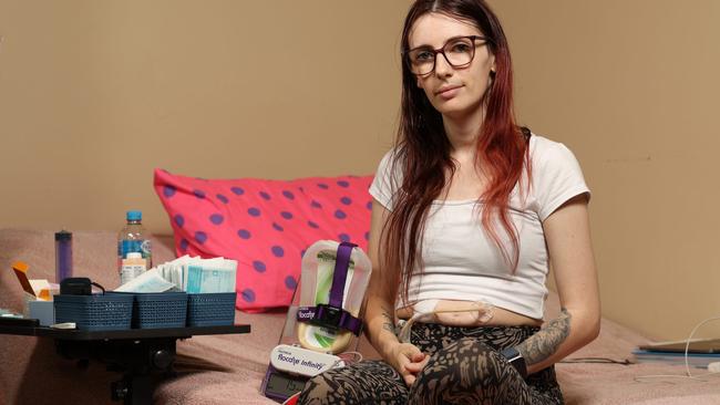 Sammie Garcia at home in Brompton. Sammie has a rare condition that stops her body from processing food. Picture: Emma Brasier