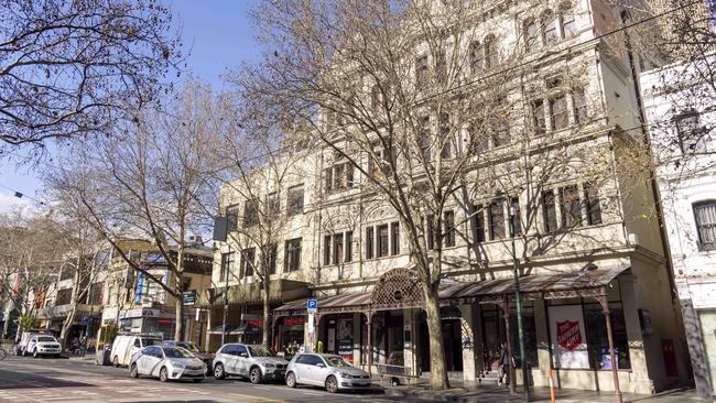 The Salvation Army building at Bourke St is believed to be one of the sites proposed for a second safe injecting site in Melbourne. Picture: Wayne Taylor