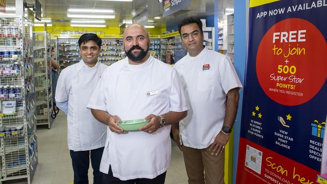 Margesh Shah, Kultej Verma and Mahesh Sharma at Star Discount Chemist Magill. Picture: Mark Brake