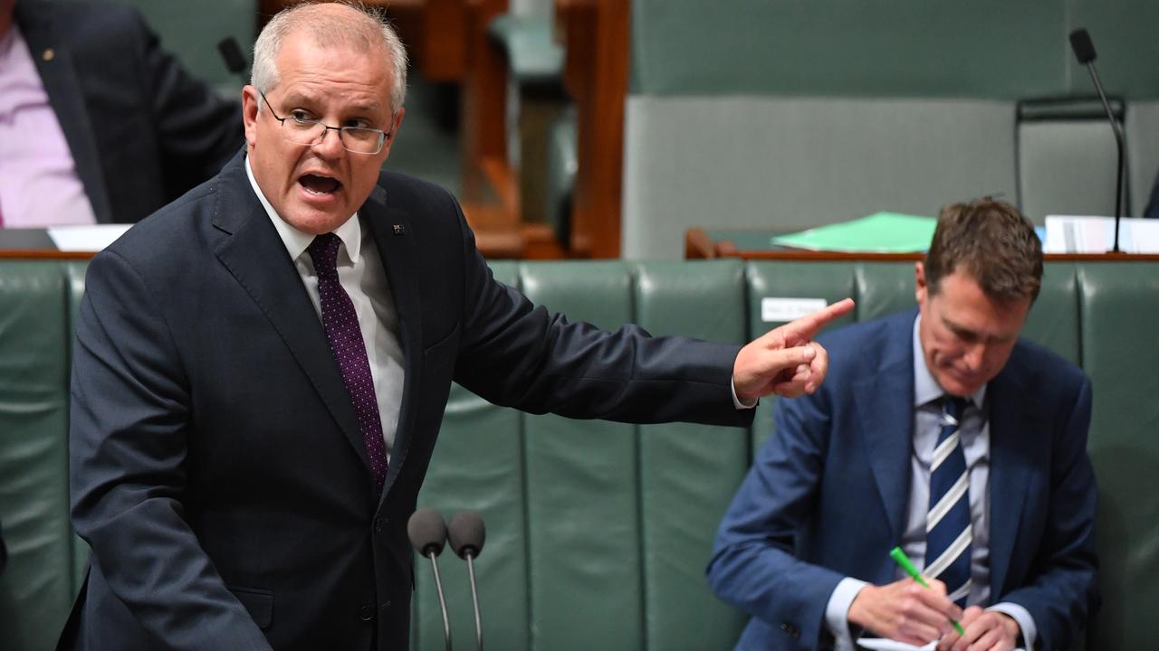 Prime Minister Scott Morrison and Attorney-General Christian Porter during Question Time in the House of Representatives at Parliament House.