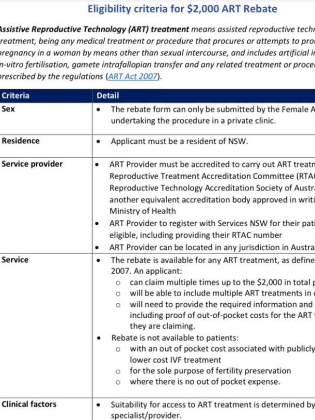 The criteria for the $2000 ART rebate