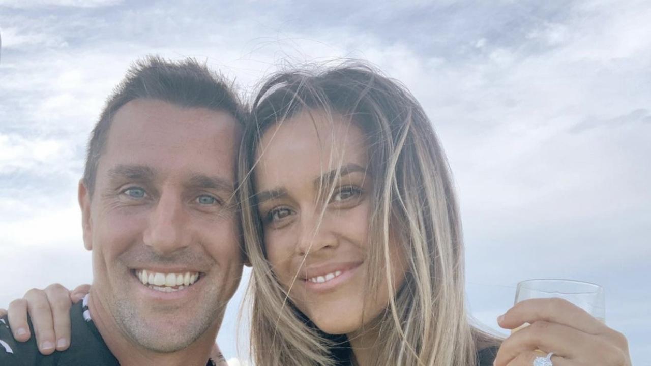 Newcastle Knights halfback Mitchell Pearce and fiancee Kristin Scott. Picture: Instagram