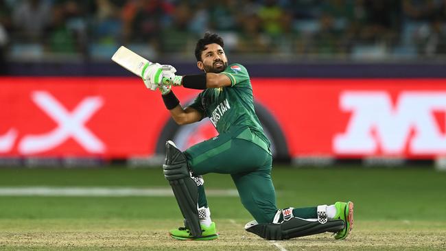 Mohammad Rizwan of Pakistan has become the first player to score 1000 T20I runs in a calendar year. Photo by Gareth Copley-ICC/ICC via Getty Images